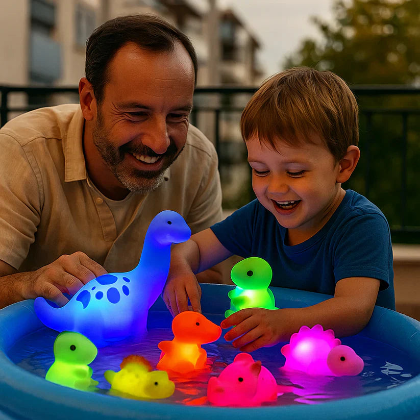 Brinquedo aquático de dinossauro luminoso