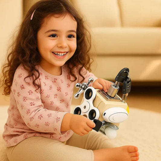 Cubo Montessori de jogos e aprendizado