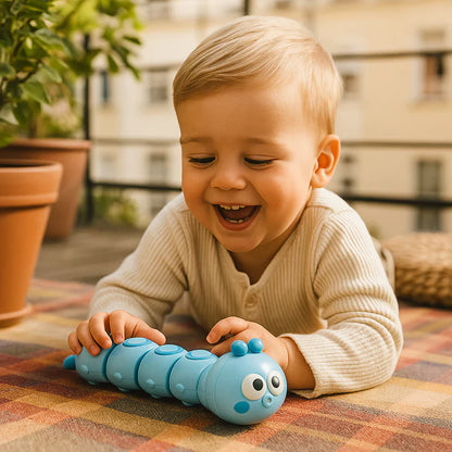 Brinquedo de lagarta de corda para crianças – ajuda na posição de bruços e no desenvolvimento do gatinhar