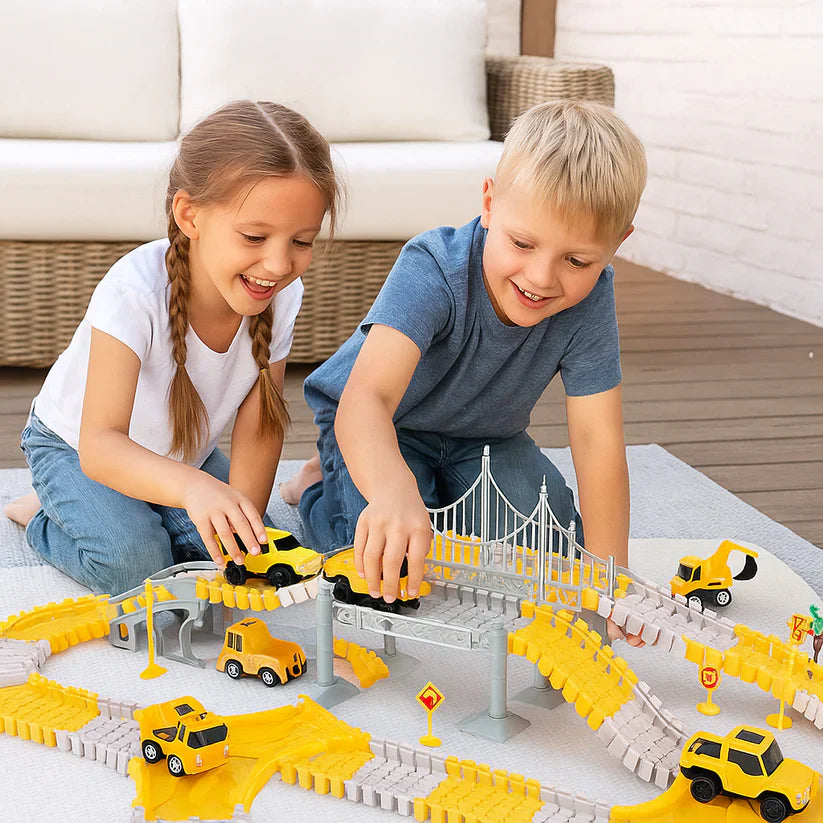 Pista de corrida aventureira com carrinhos