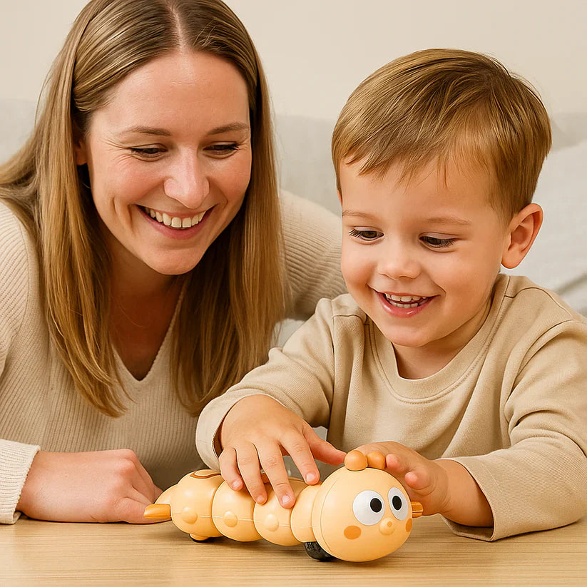 Brinquedo de lagarta de corda para crianças – ajuda na posição de bruços e no desenvolvimento do gatinhar