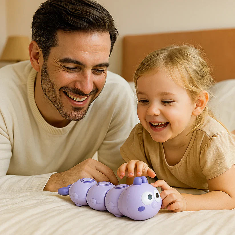 Brinquedo de lagarta de corda para crianças – ajuda na posição de bruços e no desenvolvimento do gatinhar