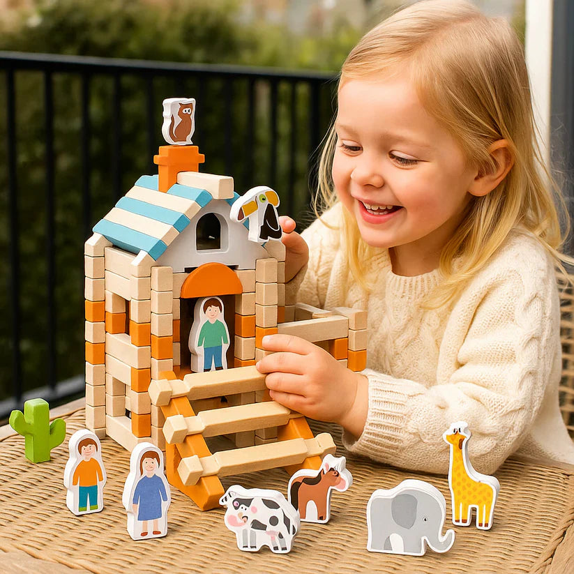 Blocos de construção em madeira – um jogo de montar e criar