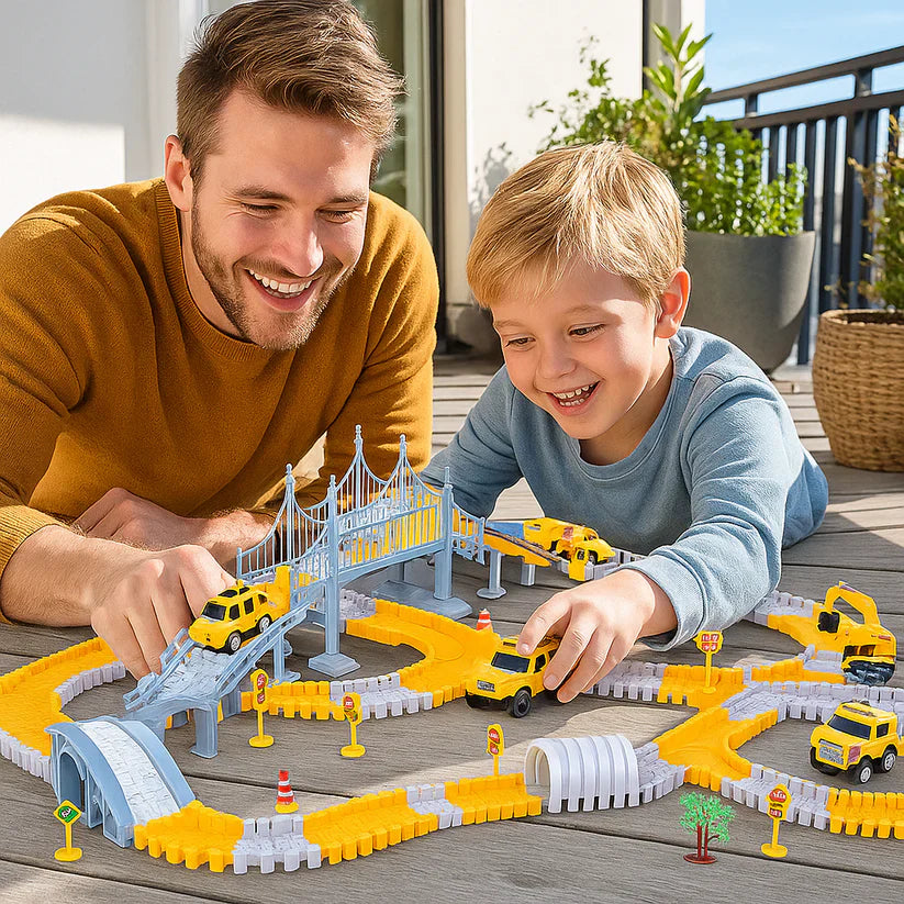 Pista de corrida aventureira com carrinhos