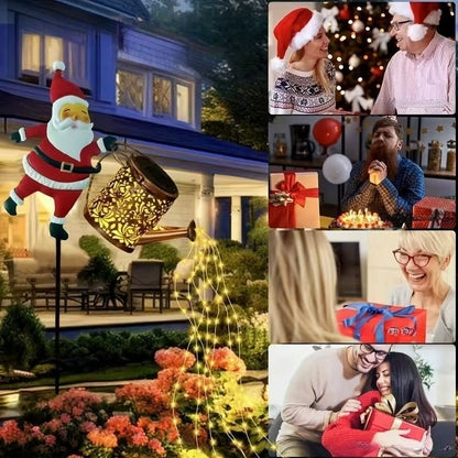 Regador do Papai Noel com energia solar e estaca para fixar no solo