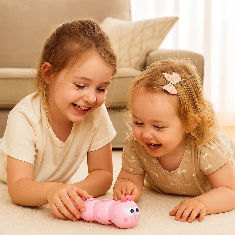 Brinquedo de lagarta de corda para crianças – ajuda na posição de bruços e no desenvolvimento do gatinhar