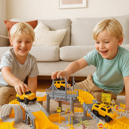 Pista de corrida aventureira com carrinhos