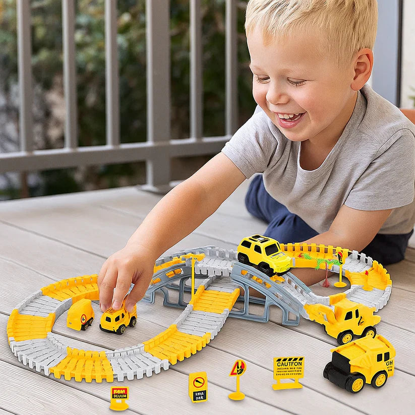 Pista de corrida aventureira com carrinhos