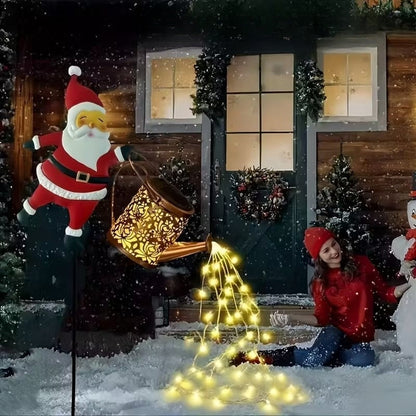 Regador do Papai Noel com energia solar e estaca para fixar no solo