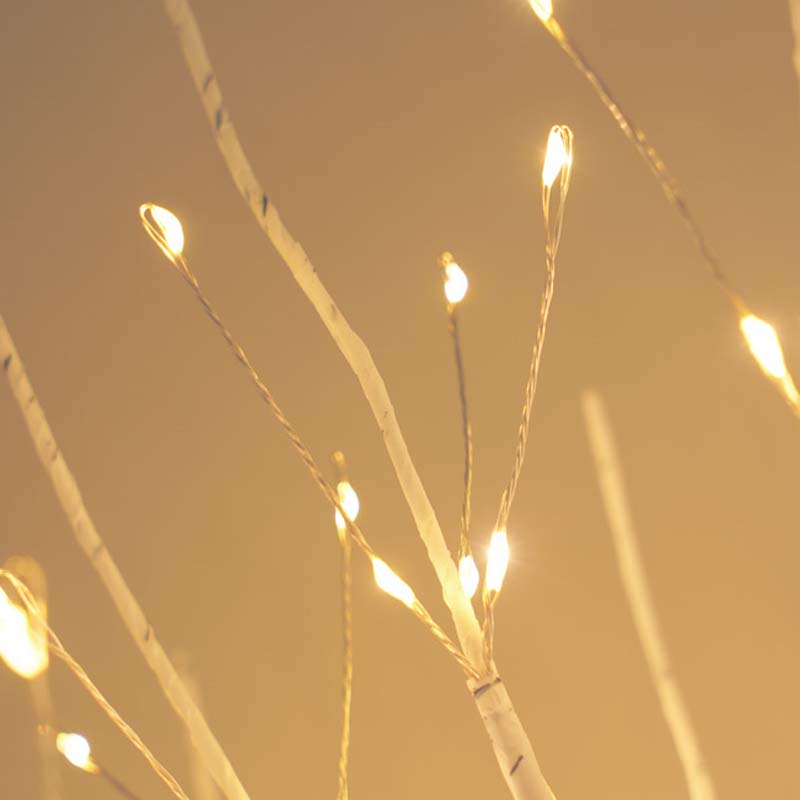 Decoração de galhos de bétula com luzes LED para casa